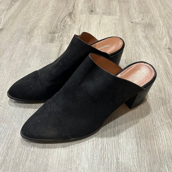 American Eagle Black Mule Point Toe Faux Suede Women's Size 9.5 - Picture 1 of 7